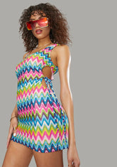 Wavy Thoughts Stitch Knit Mini Dress