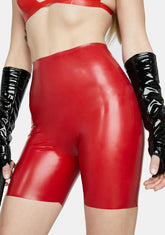 Red Latex Panty Shorts
