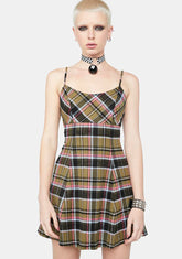 Sage Miss Nonconformist Plaid Mini Dress