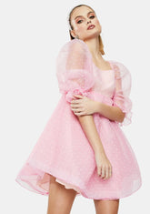 The Pink Flirt Puff Sleeve Mini Dress