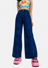 Come To Life Heart Twill Wide Leg Pants