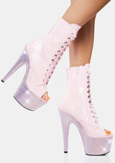 Pink Bejeweled-1021-7 Platform Heels
