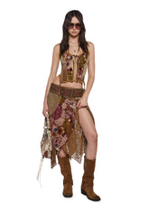 Soulful Sunshine Midi Skirt - Brown