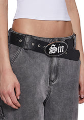 Sin Enamel Buckle Belt