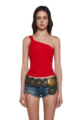 Meet Ups One Shoulder Top - Red