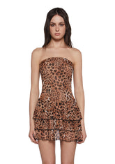 Leopard Vibes Strapless Mini Dress