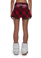 Dragon Plaid Flare Miniskirt