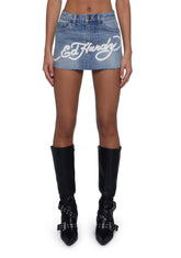 Dragon Denim Mini Skirt