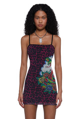 Cobra Roses Mesh Dress