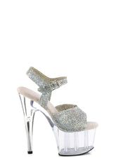 Adore-708N-RS Platform Rhintestones Ankle Strap Sandals-Clear