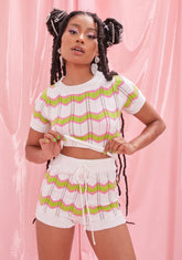Ivory Swirl Kiss Sweater Shorts