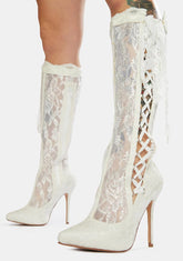 Old School Romance Lace Up Knee High Boots