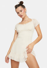 What I Got Puff Sleeve Ruffle Mini Dress