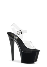 Sky-308 Platform Ankle Strap Sandals-Clear-Black