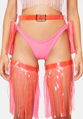 Pink Fringe Garter Harness