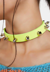Yellow Matte Spike Choker