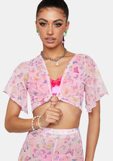 Butterfly O-Ring Crop Top - Pink