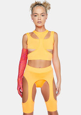 Tangerine Experimenting Cut Out Shorts Set