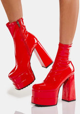 Red Cassette Platform Boots