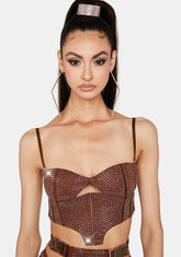 Brown Morph Rhinestone Bustier
