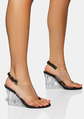 Time Flies Lucite Heel Sandals
