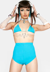 Teal Techno Stage Booty Shorts Set