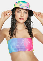 Neon Clouds Tie Dye Reversible Bucket Hat
