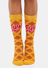 Eggo Waffles Fuzzy Crew Socks