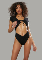 Fierce Interaction Tie Front Bodysuit
