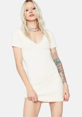 Cream Love This Feeling Fuzzy Knit Mini Dress