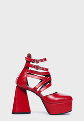 Red Love Language Platform Heels