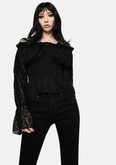 Lace Flute Sleeve Off The Shoulder Top