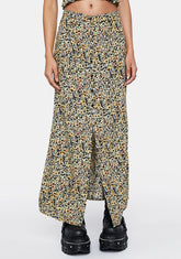 Spring Ditsy Yellow Rima Maxi Skirt