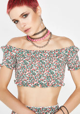 Romantic Love Smocked Crop Top