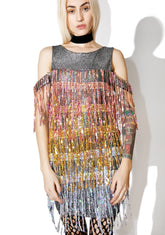 Sequin Fringe Mini Dress