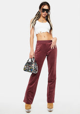 Wine Classic Velour Track Pants