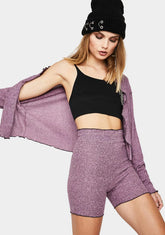 Purple Knit Biker Shorts