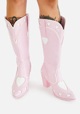 Pink Heart Space Cowgirl Boots