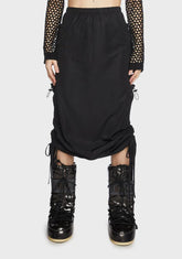 Low-Rise Slitted Nylon Maxi Skirt