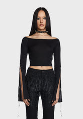 Daily Goth Sexy Off Shoulder Sleeve T-Shirt