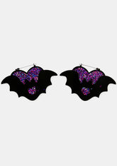 Purple Heart Bat Hoop Earrings