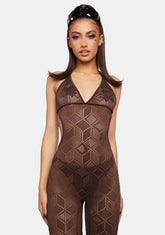 Chocolate Aim To Tease Knit Jumpsuit