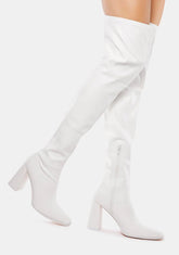 White Patent Walkin' It Off Thigh-High Boots