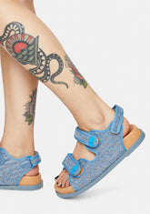 Aqua Carmen Denim Flat Sandals