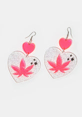 Heart Weed Drop Earrings