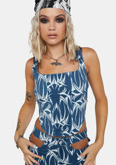 Denim Tattoo Corset Top