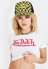 White N Red Von Dutch Crop Tee