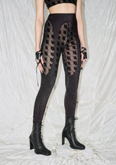 Synth Layered Logo Print Mesh Leggings