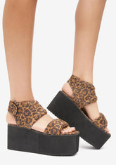 Tan Leopard Bibestie Platform Sandals