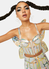 Butterfly Supreme Holographic Bustier Top